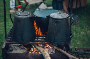 kettles over the fire